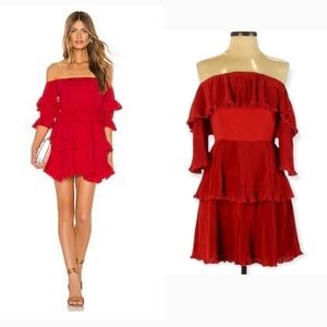 Lovers + Friends Whistler Red Strapless Ruffled Mini Dress Size Small